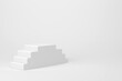 © AITTHIPHONG - WHITE STAIR WITH BLANK WHITE BACKDROP ,3D RENDERING