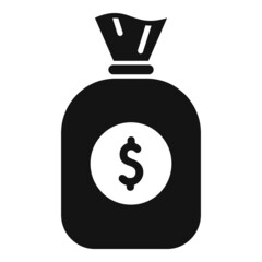 Sticker - Bank money bag icon simple vector. Digital finance