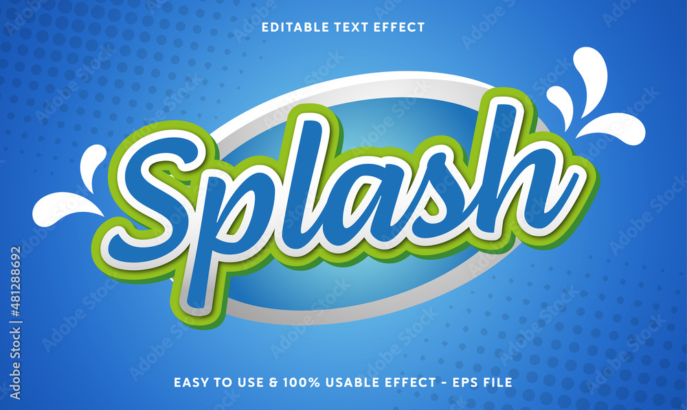editable splash vector text effect