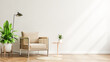 Leinwandbild Motiv Living room interior wall mockup in warm tones with armchair,minimal design.