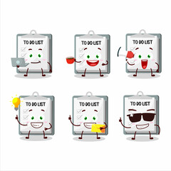 Poster - Paper sheet with clipboard cartoon character with various types of business emoticons