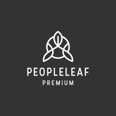 People Leaf logo linear style icon in black backround