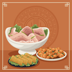 Poster - three chinese food dishes scene