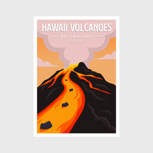 Hawaii Volcanoes National Park Poster Vector Illustration Design