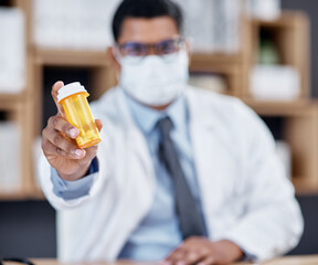 Wall Mural - these meds come highly recommended. closeup shot of an unrecognisable doctor holding a bottle of pil