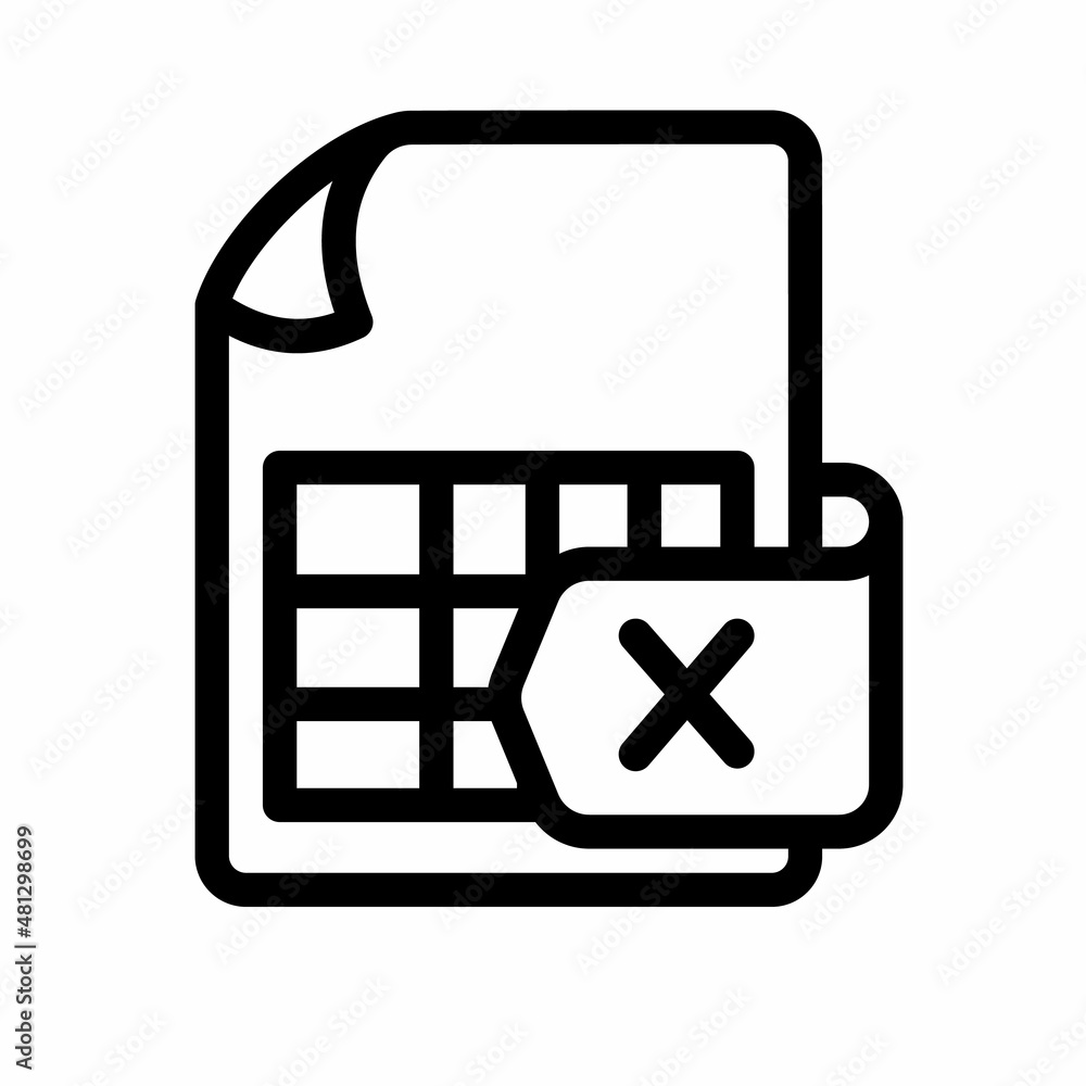 excel document file paper page sheet single isolated icon with outline ...