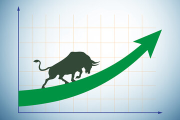 Illustration of bull stock market on exchange