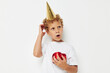 © Tatiana - little boy wearing a white t-shirt with a cap on his head birthday gift