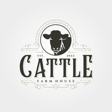 Cattle Logo Vintage Vector Illustration Design, Angus Livestock Logo Design