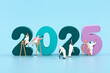 Miniature scene worker painting 2025 New Year