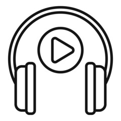 Sticker - Audio book listen icon outline vector. Online web