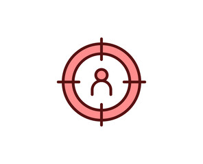 Poster - Target flat icon. Thin line signs for design logo, visit card, etc. Single high-quality outline symbol for web design or mobile app. Marketing outline pictogram.