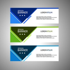 Collection of horizontal business banners set vector templates. Clean modern geometric abstract background layout for website design. Simple creative cover header. In rectangular size.