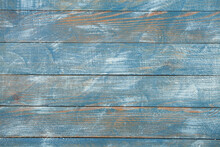 Vintage Blue Wood Background Texture With Knots And Nail Holes. Old Painted Wood Wall. Blue Abstract Background. Vintage Wooden Dark Blue Horizontal Boards. 