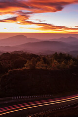 Poster - The scenery of mountain road at dawn.