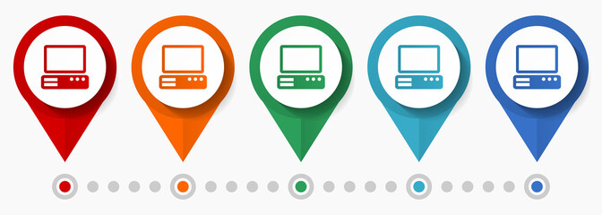 Leinwandbilder - Computer concept vector icon set, flat design pointers, infographic template