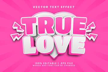 Wall Mural - True love 3d editable text effect with heart and romance text style
