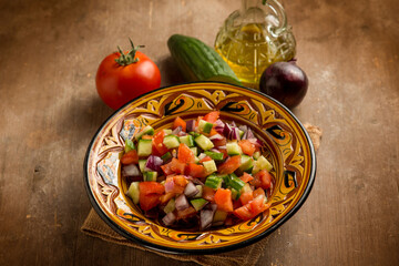 Poster - traditional moroccan salad with onions tomatoes and cucumber