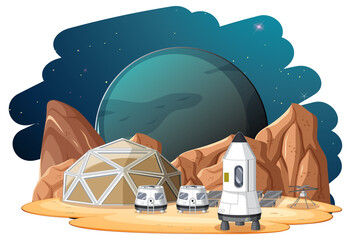 Wall Mural - Isolated space colony scene