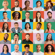 © Prostock-studio - Collage of multiracial people expressing different emotions on bright backgrounds. Diverse society concept
