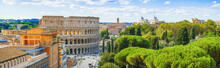  Scenic Panorama Of Rome With Colosseum And Roman Forum, Italy.