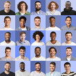 © Prostock-studio - Collection of male avatars, multiracial men smiling on blue