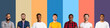 © Prostock-studio - Diverse male portraits collage. Row of happy multiracial men's faces smiling to camera on colorful studio backgrounds