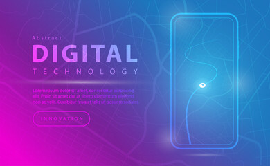 digital technology banner pink blue background concept with technology line light effects, abstract 