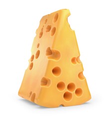 a piece of cheese isolated on a white background. 3d rendering