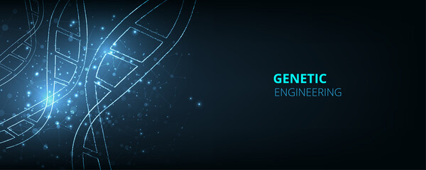 Aufkleber -  Modern genetics background.Depicting innovation in shape of a DNA double helix on dark blue background. Science and Technology concept. Vector illustration.