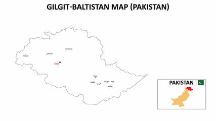 Naklejka na meble Gilgit Baltistan Map. Gilgit Baltistan Map of Pakistan with color background and all states names.