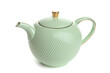 light green teapot on a white isolated background
