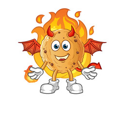 cookie demon with wings character. cartoon mascot vector