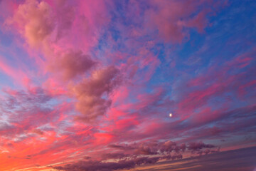 Wall Mural - beautiful sunset clouds background,dramatic cloud and colorful sky
