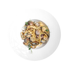 Canvas Print - Isolated portion of gourmet clams linguine pasta alle vongole