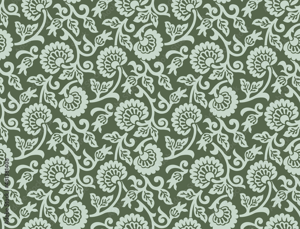 Seamless vintage flower pattern design Stock Vector | Adobe Stock