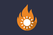 Flame Icon With A Sun For Website, Application, Printing, Document, Poster Design, Etc. Vector EPS10