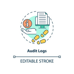 Audit logs concept icon. Sensitive information digital protection abstract idea thin line illustration. Isolated outline drawing. Editable stroke. Roboto-Medium, Myriad Pro-Bold fonts used