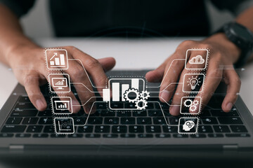Fototapete - The BI big data technology concept for business analytics intelligence.