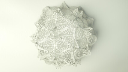 Wall Mural - white abstract structure over a white wall. technology abstract background. 3d rendering