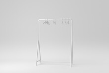Clothing rack with hangers on white background. Design Template, Mock up. 3D render.
