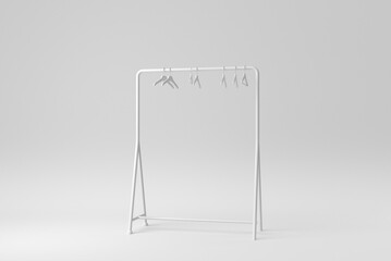 clothing rack with hangers on white background. design template, mock up. 3d render.