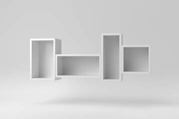 Wall Mural - Wall shelf on white background. Design Template, Mock up. 3D render.