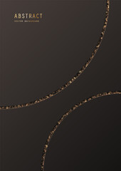 Canvas Print - Black elegant background with rounded curves, golden glitter, sparkles and copy space. Premium geometric decorative design template of invitation, brochure, notebook or card. Cover in minimalism style
