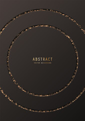 Canvas Print - Black elegant background with radial circles, golden glitter, sparkles and copy space. Premium geometric decorative design template of invitation, brochure, notebook or card. Cover in minimalism style