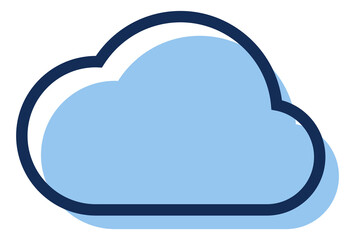 Sticker - Blue cloud icon. Fluffy curved shape sign