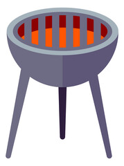 Canvas Print - Grill icon. Hot barbecue roaster with metal lattice