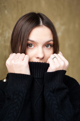 Wall Mural - Portrait of beautiful emotional young european woman