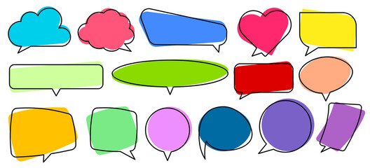 Wall Mural - Set of empty speech bubbles of different shapes.