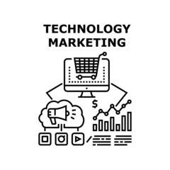 Wall Mural - Technology marketing business design. web concept. digital strategy data. modern company vector concept black illustration